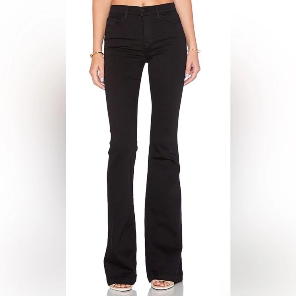 J Brand Maria High Rise Flare Jeans in Jet Black inseam 34 - Picture 1 of 14